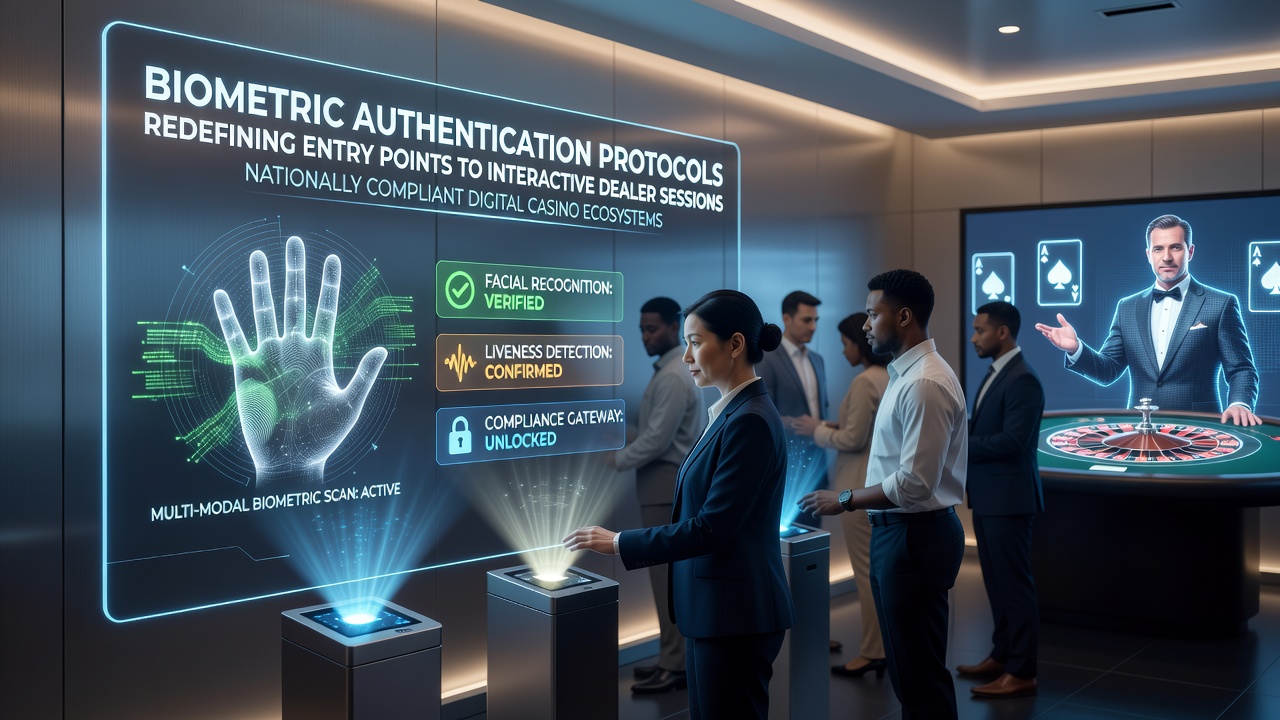 Biometric scanning interface used for secure access to live dealer sessions in regulated online casinos