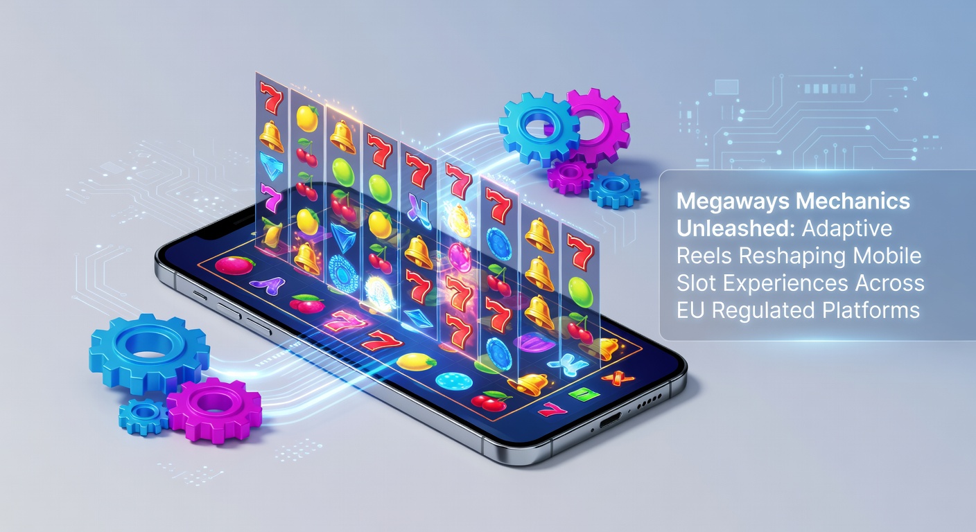 Dynamic Megaways reels expanding on a mobile slot screen, showcasing variable symbol heights and cascading wins in vibrant gameplay