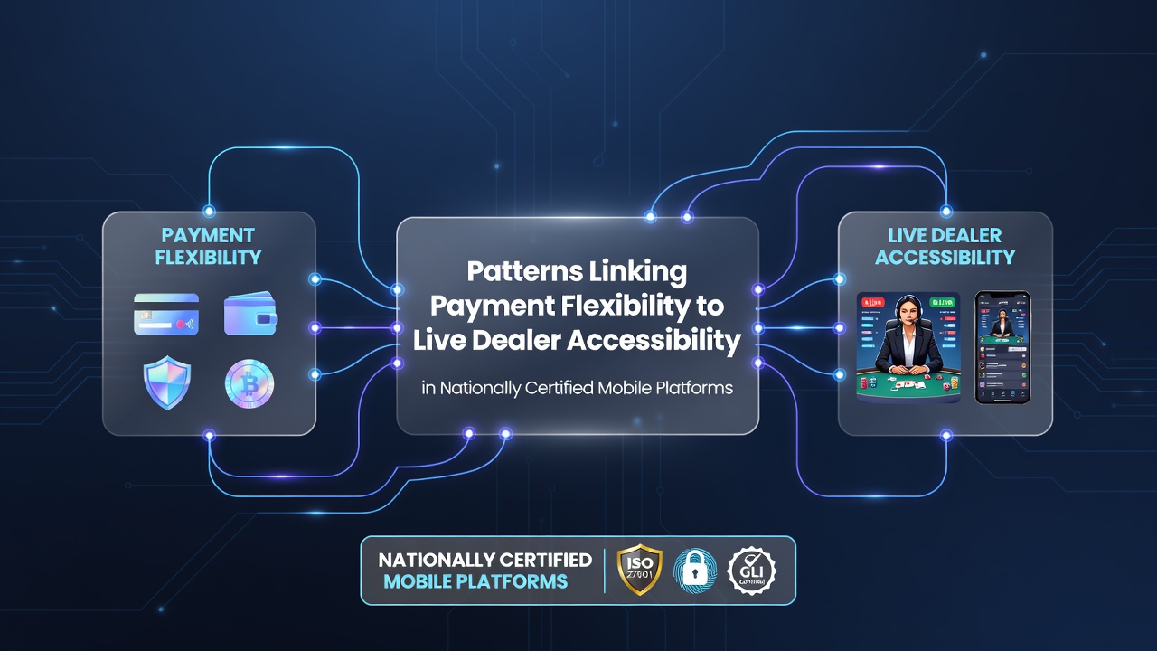 Mobile casino interface showing flexible payment options alongside live dealer tables on a certified platform