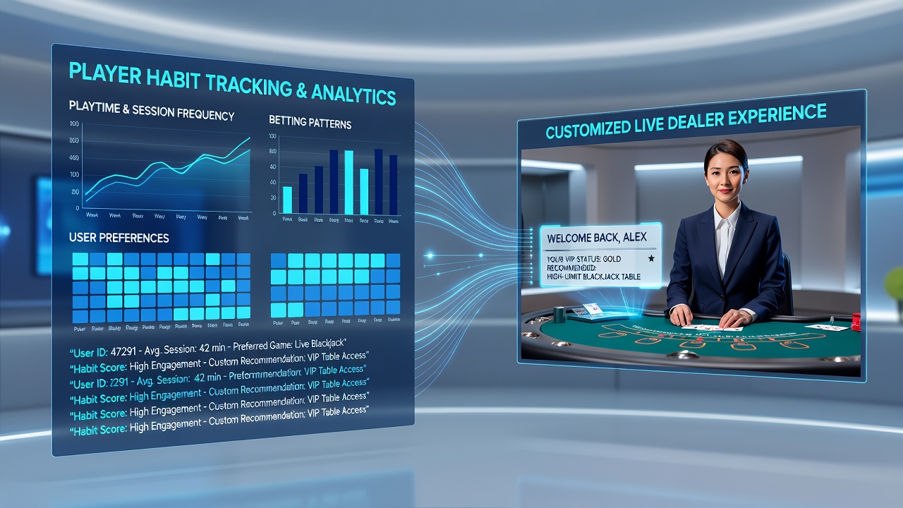 Customized live dealer table interface adapting to player preferences on a borderless digital platform