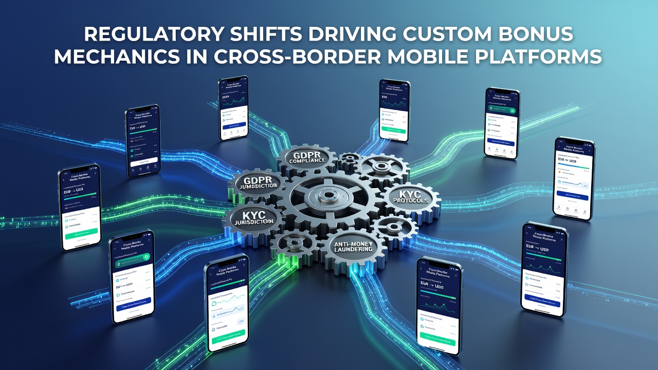 Illustration of adaptive bonus algorithms responding to regulatory parameters across mobile devices