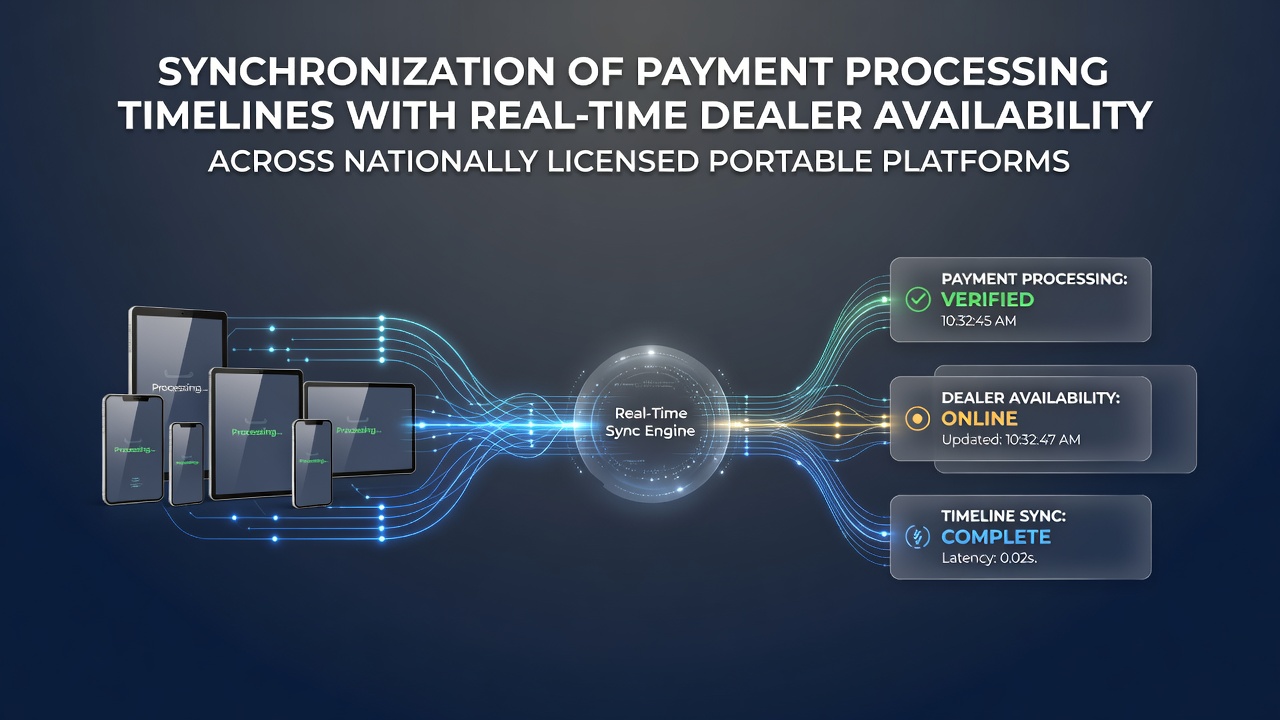 Illustration of synchronized payment timelines and live dealer interfaces on mobile gaming platforms